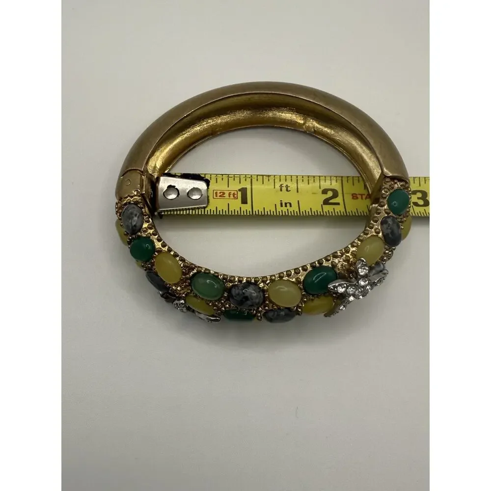 Vintage Cabi Cuff Bracelet Hinged Rhinestone Starfish Colorful Stones Gold Tone - Picture 8 of 10